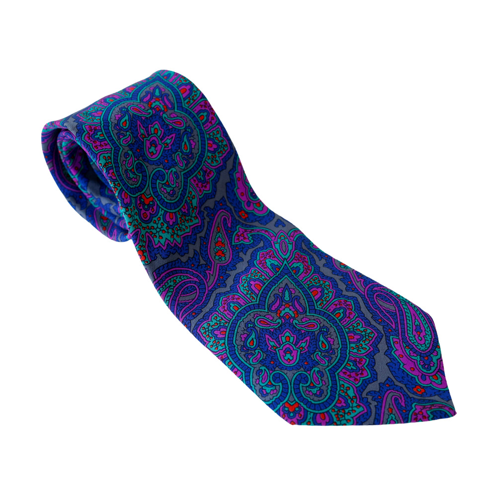 VTG Barneys New York Italy Silk Paisley Tie Luxury Wedding Formal Gala Business